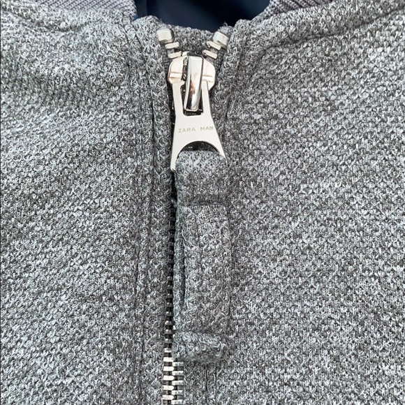 ❤️ Zara Man Grey Jacket with Navy Lining Size Medium NWOT - Picture 4 of 8